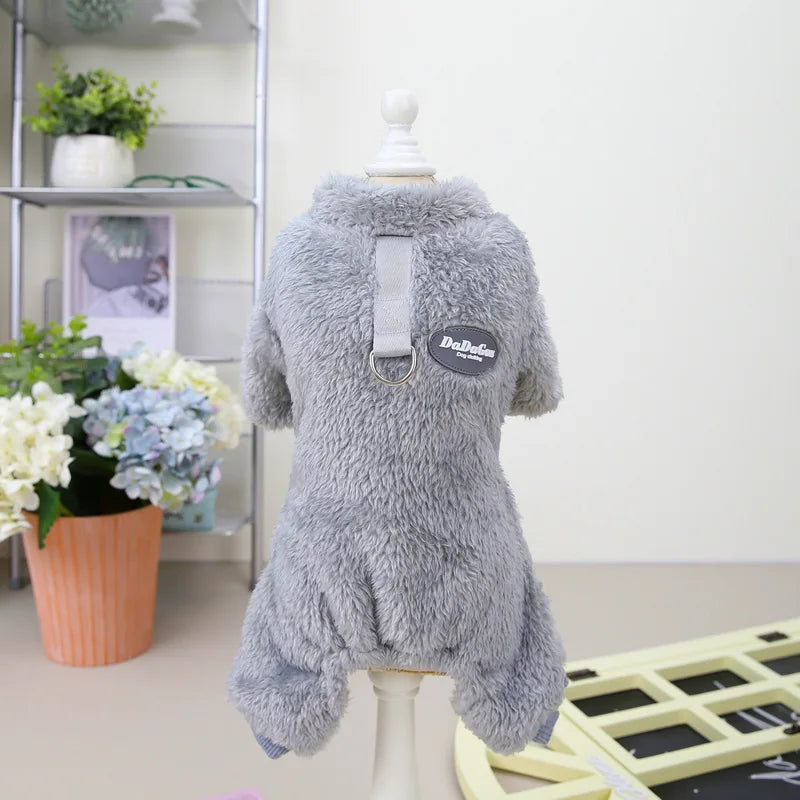 Soft Fleece Dog Clothes with Pull Ring Pet Jumpsuits Clothing For Small Dogs Coat Autumn Winter Puppy Sweater Pet Apparel